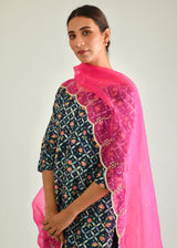 Tile Kurta Lehenga Set - Pebble Black