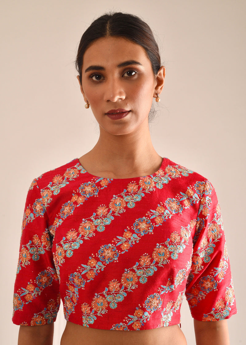 Tircha Saree Blouse Set - Salmon Peach