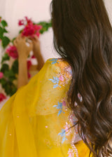 Resu Saree Grey Meraki Blouse Set - Mustard Yellow