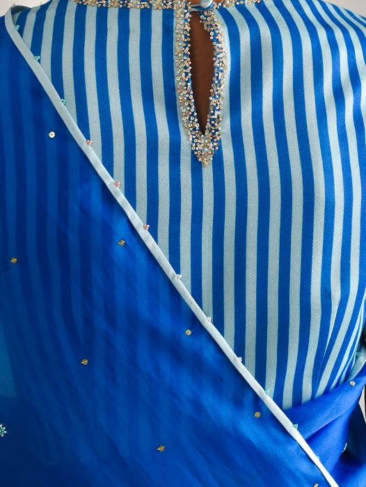 Circle Bootah Saree - Cobalt Blue