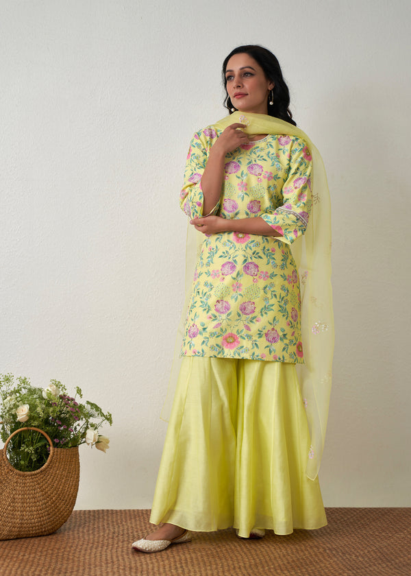 Sia Kurta Sharara Set - Buttercup yellow