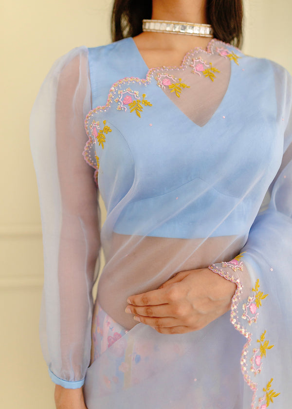 Resu Saree - Powder Blue