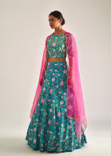 Gulaab Lehenga Set - Teal Blue