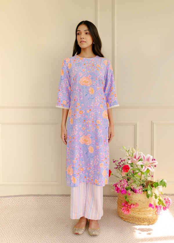 Meraki Kurta Set - Lilac