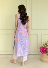 Meraki Sleeveless Kurta Set - Lilac