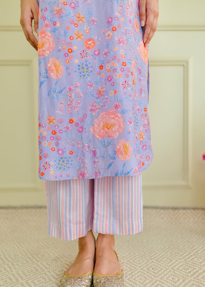 Meraki Sleeveless Kurta Set - Lilac