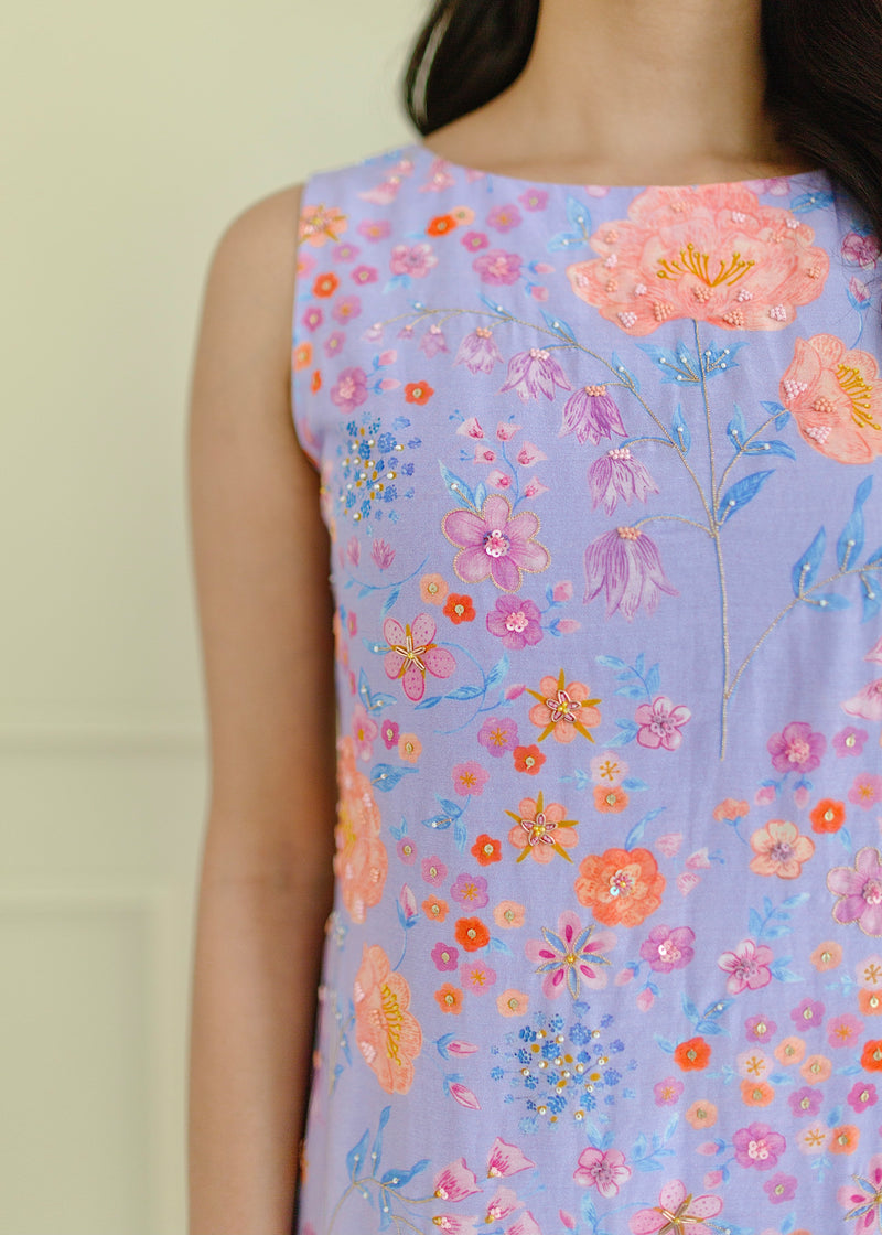 Meraki Sleeveless Kurta Set - Lilac