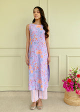 Meraki Sleeveless Kurta Set - Lilac