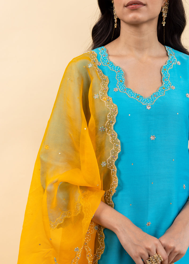 Isla Kurta Set - Pacific Blue