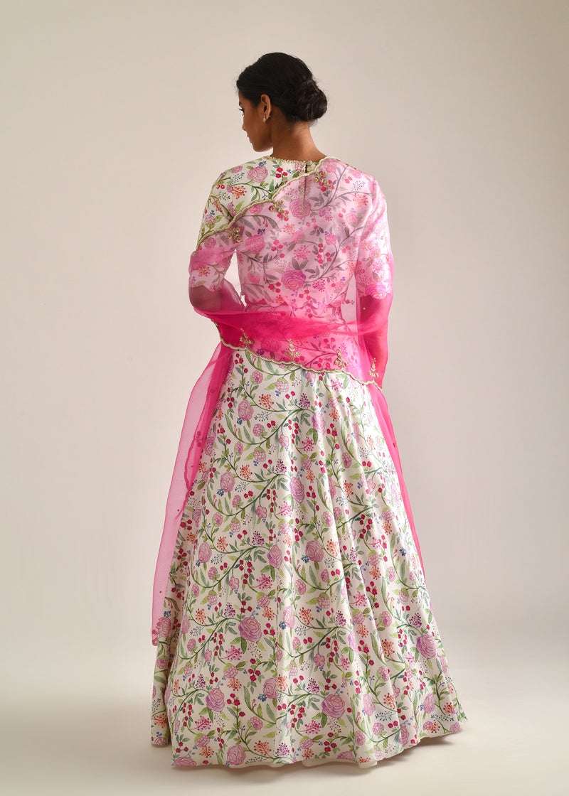 Gulaab Lehenga Set - Ivory White