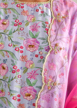 Gulaab Kurta Organza Dupatta Set - Powder Blue