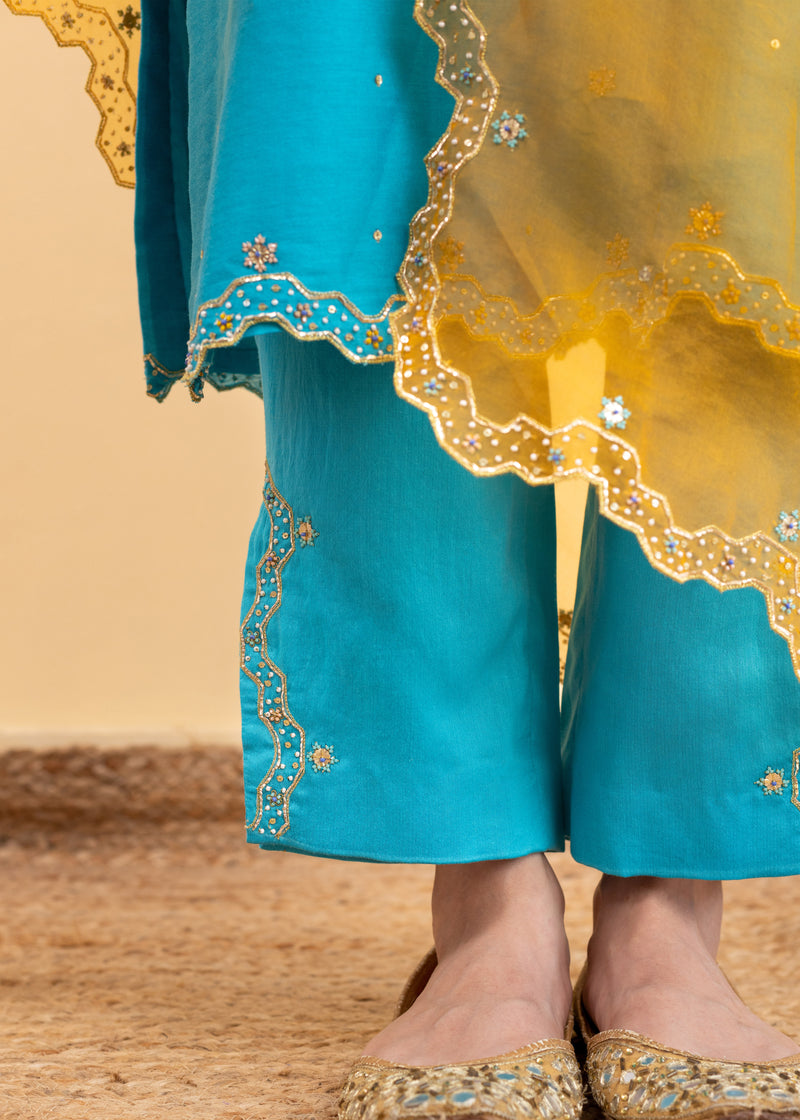 Isla Kurta Set - Pacific Blue