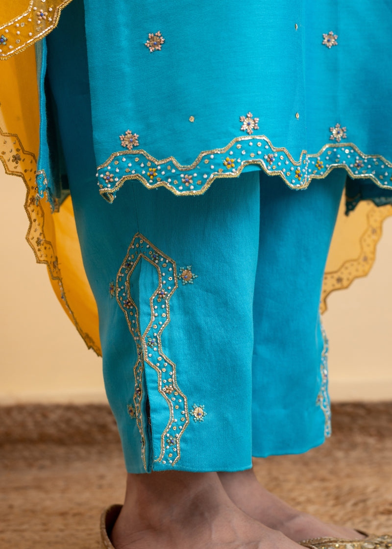 Isla Kurta Set - Pacific Blue