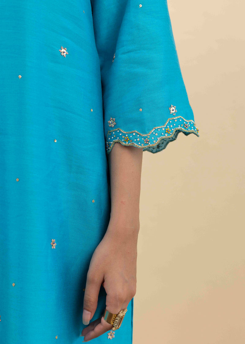 Isla Kurta Set - Pacific Blue