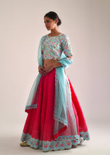 Gulaab Scallop Lehenga Set - Red