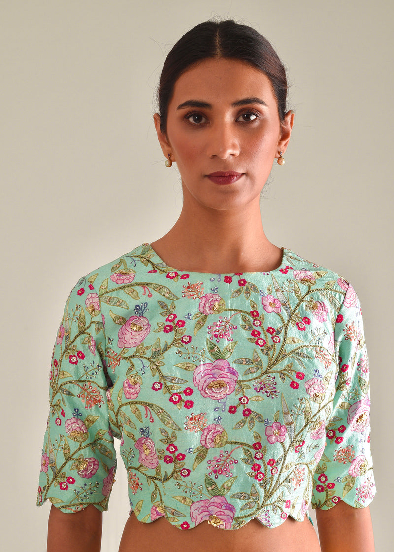 Gulaab Lehenga Set - Mint Green
