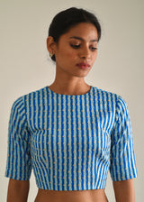 Circle Bootah Saree Blouse Set - Cobalt Blue