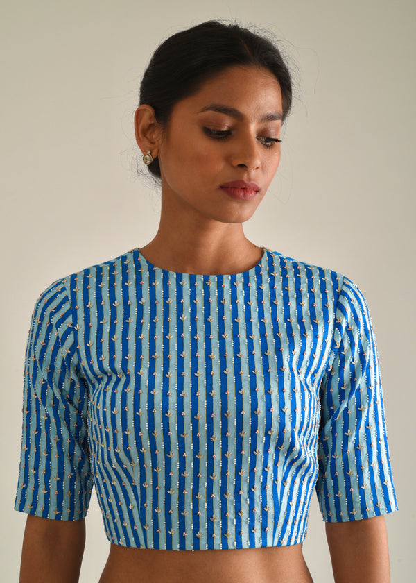 Dhaari Blouse - Cobalt Blue