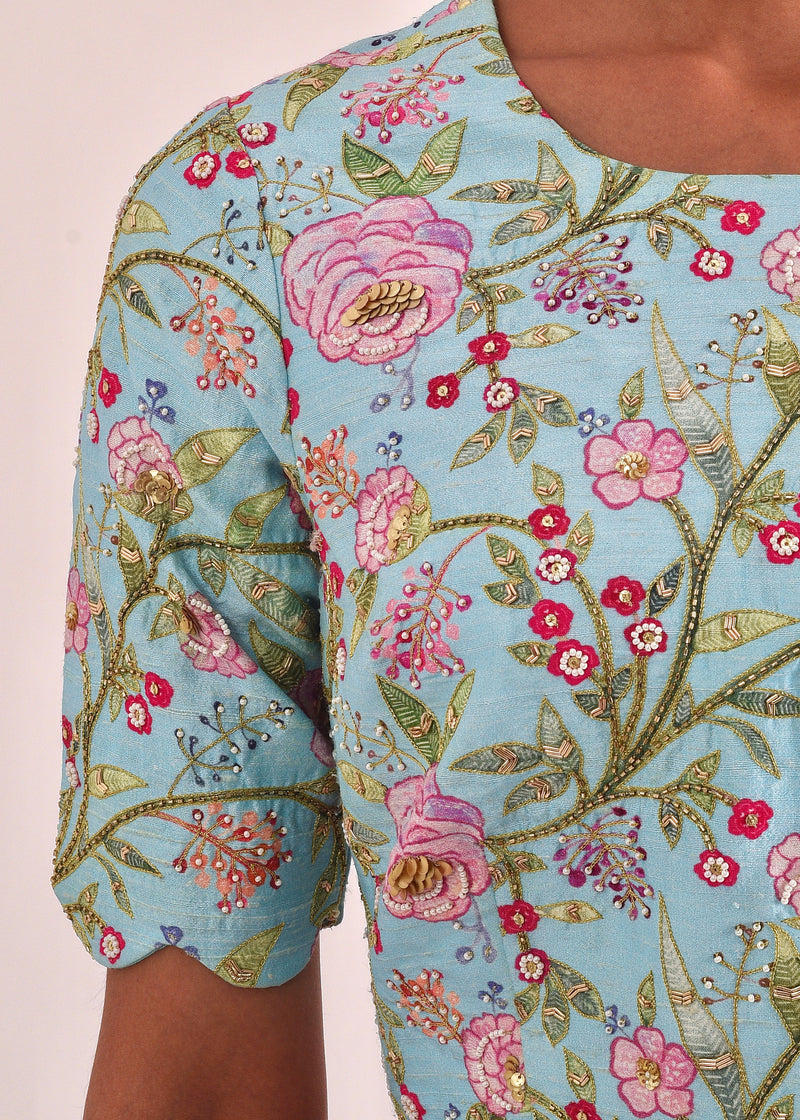 Gulaab Blouse - Aqua Blue