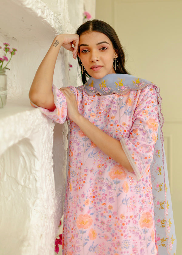 Meraki Kurta Set - Powder Pink