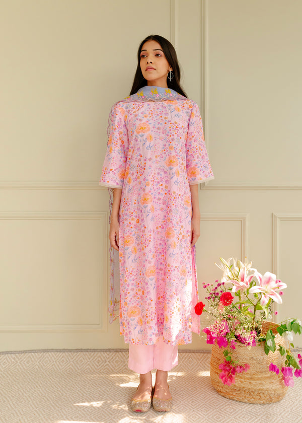 Meraki Kurta Set - Powder Pink