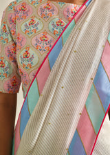 Diagonal Saree Blouse Set - Pastel