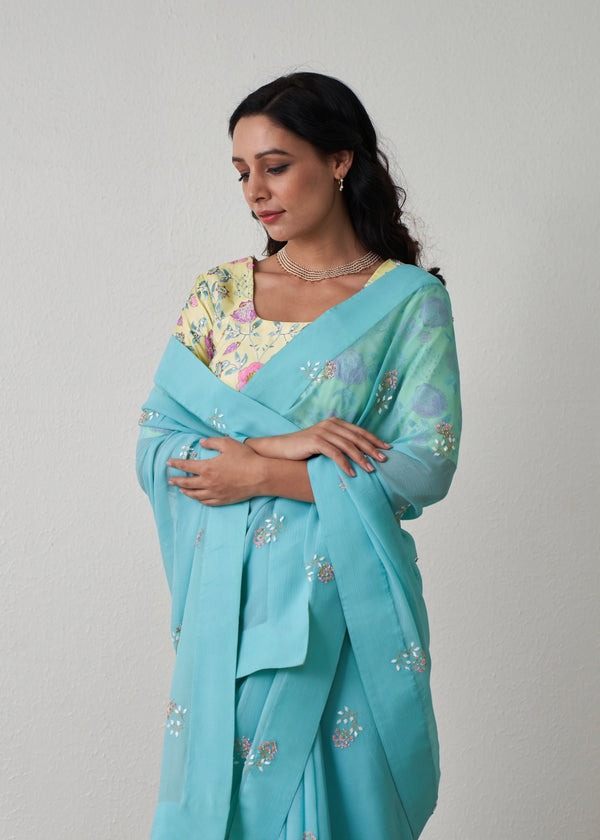 Amai Saree - Turquoise Blue