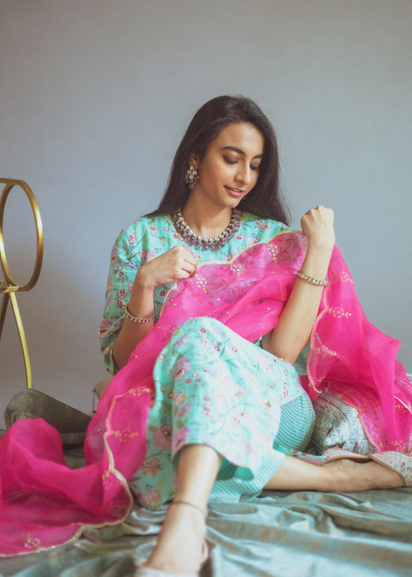Rasna Bhasin in our Mint Green Gulaab Kurta Set