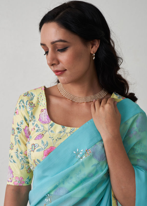 Amai Saree Blouse Set - Turquoise Blue