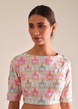 Ogee Blouse - Blue Pink