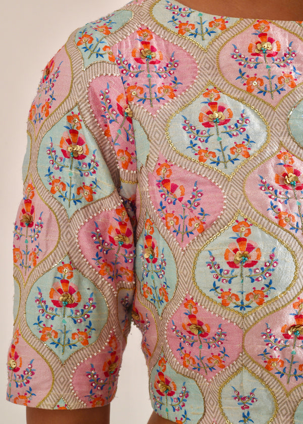 Ogee Blouse - Blue Pink