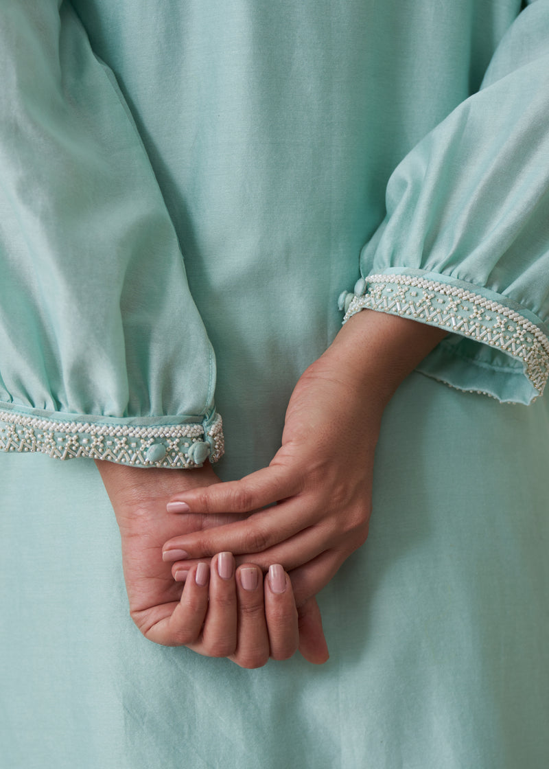 Sia Panelled Kurta Set - Sage Green