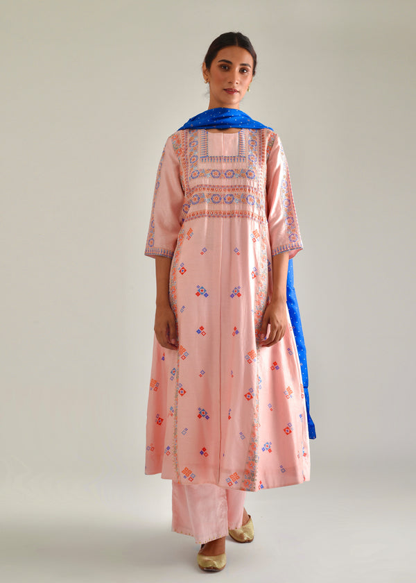 Barfi Kurta Set - Peach