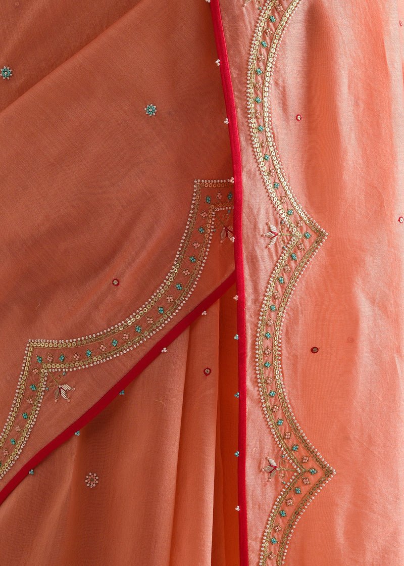 Badra Saree - Salmon Peach