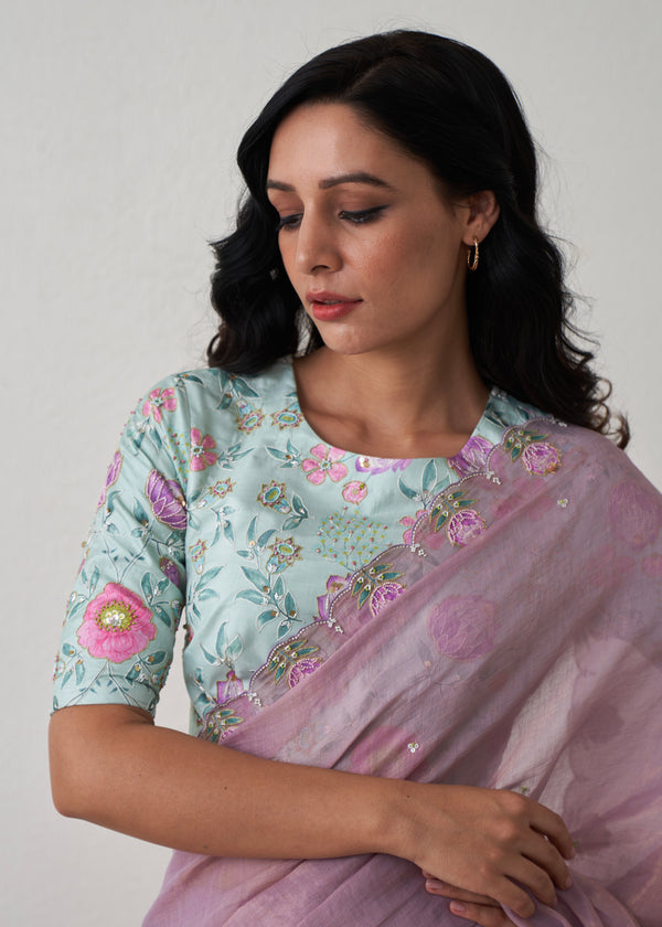 Ichika Saree Blouse Set - Lavender