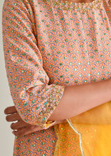 Trellis Kurta Set - Peach