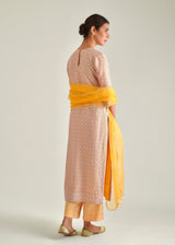 Trellis Kurta Set - Peach