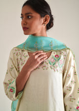 Bageecha Kurta Organza Dupatta Set - Off-White