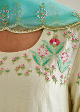 Bageecha Kurta Organza Dupatta Set - Off-White