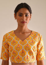 Ogee Scallop Lehenga Set - Mango Yellow