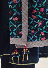 Bageecha Kurta Printed Dupatta Set - Pebble Black