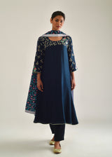 Bageecha Kurta Printed Dupatta Set - Pebble Black