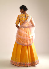 Ogee Scallop Lehenga Set - Mango Yellow