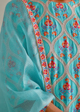 Ogee Kurta Set - Turquoise Blue