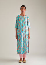 Ogee Kurta Set - Turquoise Blue
