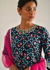 Tile Kurta Set - Pebble Black