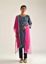 Tile Kurta Set - Pebble Black