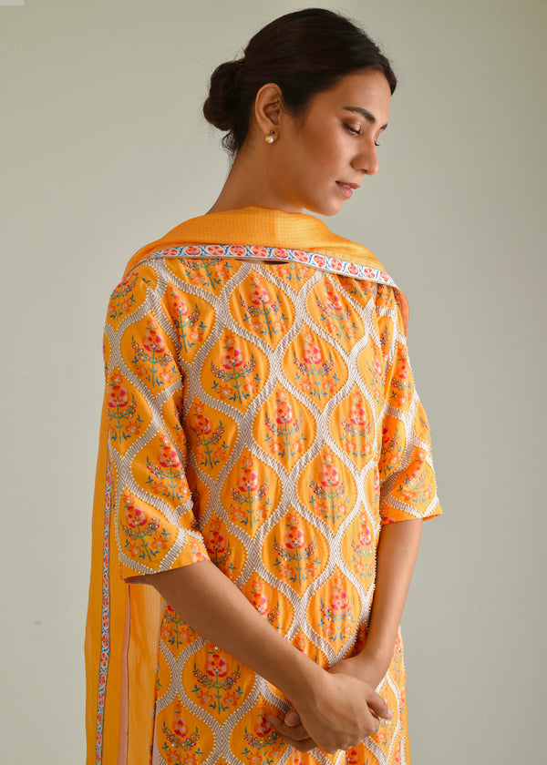 Ogee Kurta Set - Mango Yellow